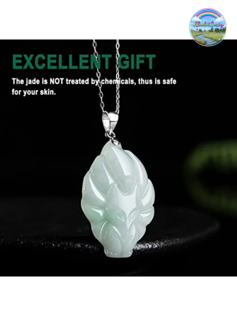 Genuine Grade A Jadeite Pendant Necklace with Certificate, Sterling Silver
